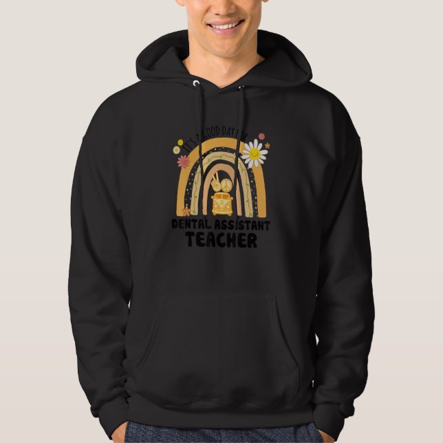Rainbow Groovy Peace Dental Assistant Teacher Vint Hoodie (Vorderseite)