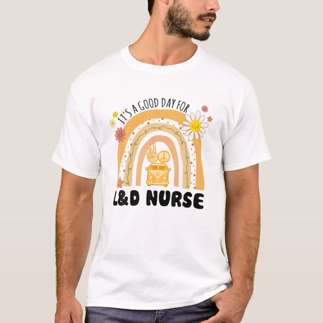 Rainbow Groovy Peace L T-Shirt (Vorderseite)