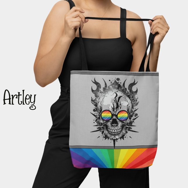 Rainbow Grunge Skull Graue Sonnenbrille Gay Pride Tasche (Von Creator hochgeladen)