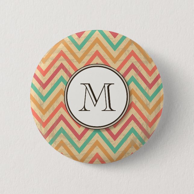 Rainbow Grunge Zigzag Chevrons Button (Vorderseite)