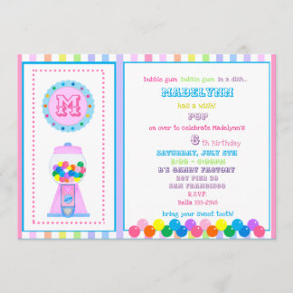 Rainbow Gumball Party Einladung