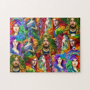 Rainbow haar Goddess men Damen Fantasy Art