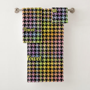 Rainbow-Hahnentrittmuster-Muster Badhandtuch Set