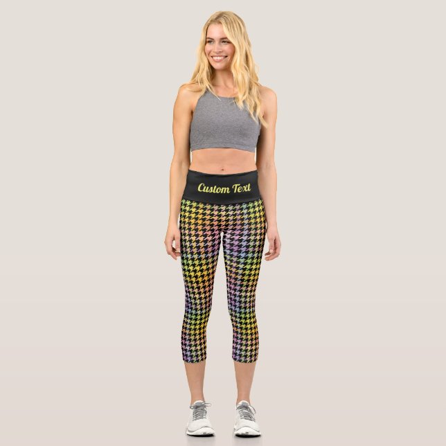 Rainbow-Hahnentrittmuster-Muster Capri Leggings (Vorderseite)