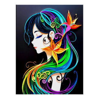 Rainbow Hair Dream. Poster