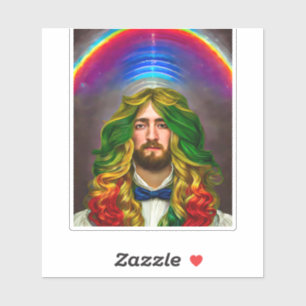 Rainbow Hair Man Man of Liebe Fantasy surreal LGBT Aufkleber