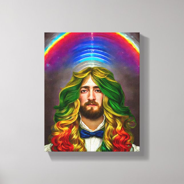 Rainbow Hair Man Man of Liebe Fantasy surreal LGBT Leinwanddruck (Vorderseite)
