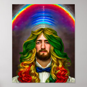 Rainbow Hair Man Man of Liebe Fantasy surreal LGBT Poster