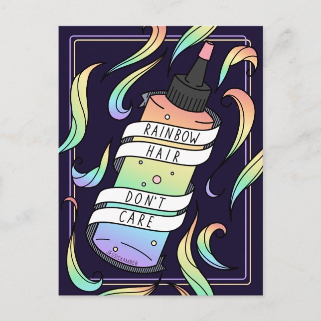 Rainbow Hair Pastel Dye Flasche Dark Girl Postkarte (Vorderseite)