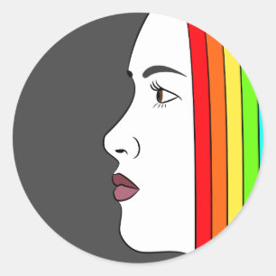 Rainbow Hair Runder Aufkleber