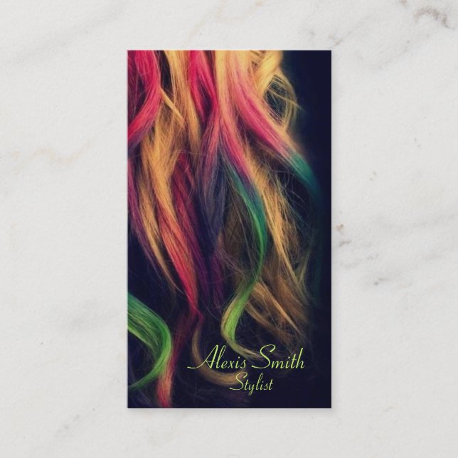 Rainbow Hair Stylist-Visitenkarten Visitenkarte (Vorderseite)
