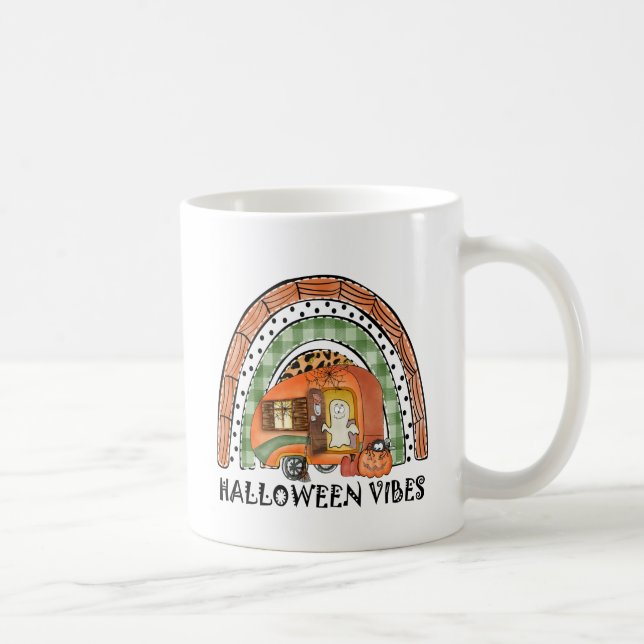 Rainbow Halloween Vibes Camper/ Anhänger Kaffeetasse (Rechts)