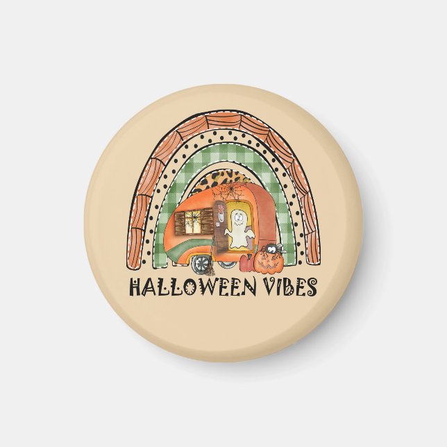 Rainbow Halloween Vibes Camper/ Anhänger Magnet (Vorne)