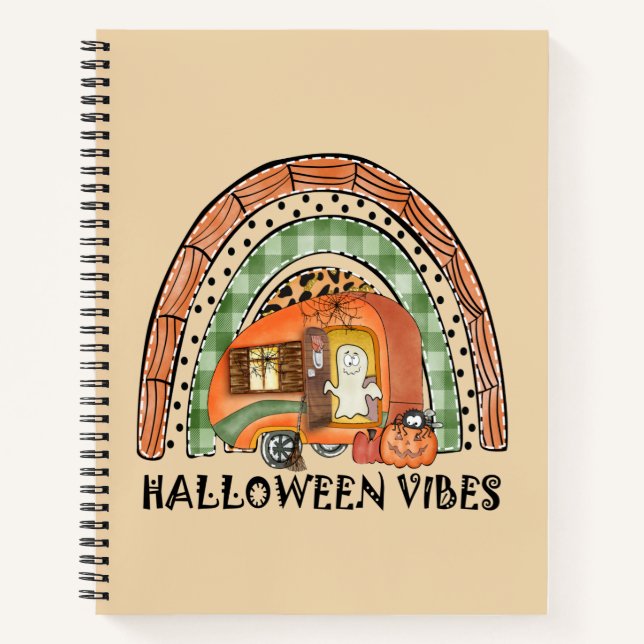 Rainbow Halloween Vibes Camper/ Anhänger Notizbuch (Vorderseite)