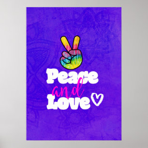 Rainbow Hand Peace Signature Peace Peace and Liebe Poster