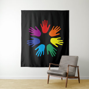 Rainbow Hände Wandteppich