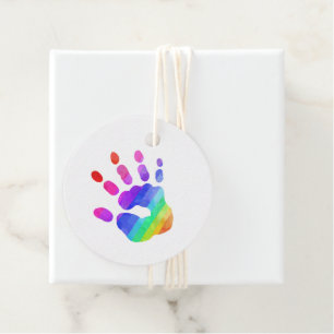 Rainbow Handprint Farbenfrohe Wasserfarben Kunst-S Geschenkanhänger
