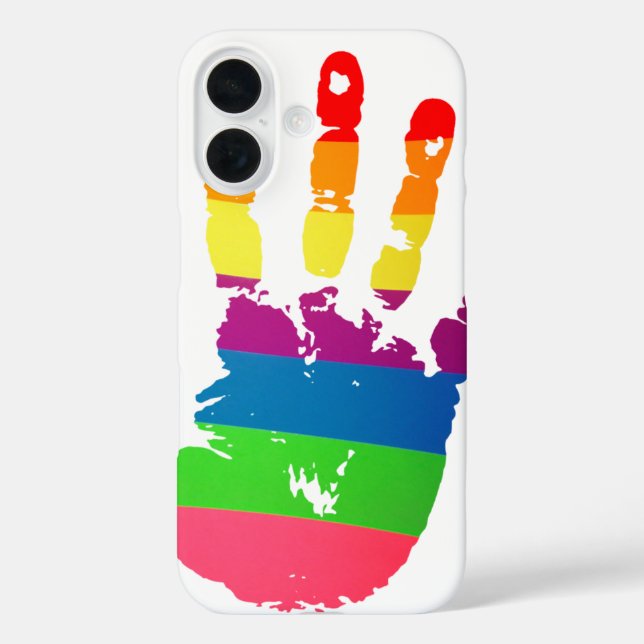 Rainbow Handprint iPhone 16 Hülle (Rückseite)