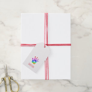 Rainbow Handprint NAME Farbiger Spaß Geschenkanhänger
