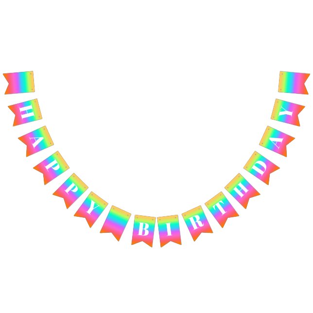 Rainbow Happy Birthday Bunting Flag Banner (Alle)