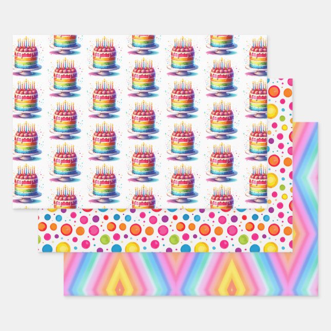 Rainbow Happy Birthday Geschenkpapier Set (Set)