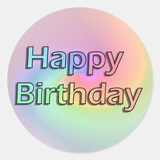Rainbow Happy Birthday Runder Aufkleber (Vorderseite)