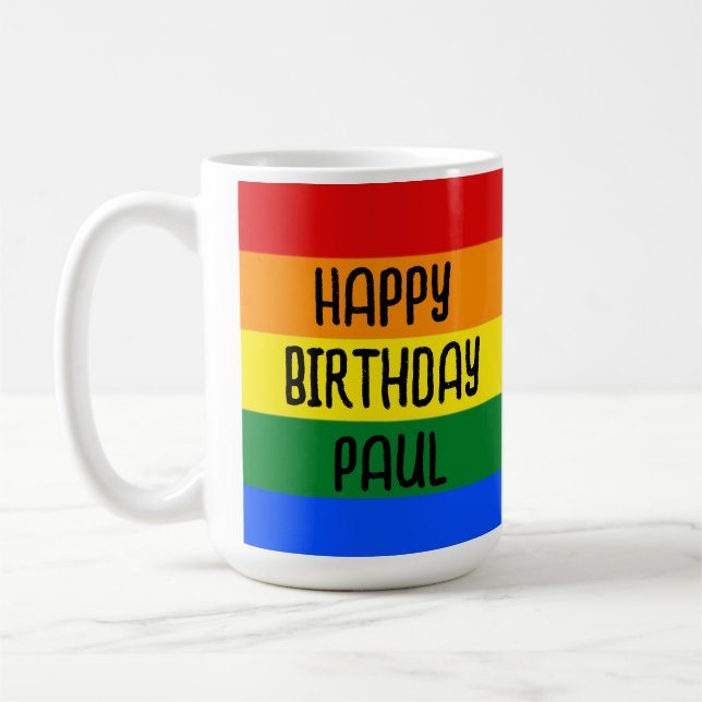 Rainbow Happy Birthday tasse (Gauche)