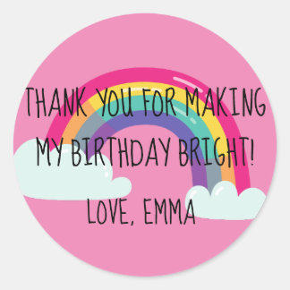 Rainbow Happy Bright Birthday Party Fevor Box Runder Aufkleber