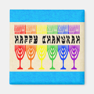 Rainbow Happy Chanukah Magnete Magnet
