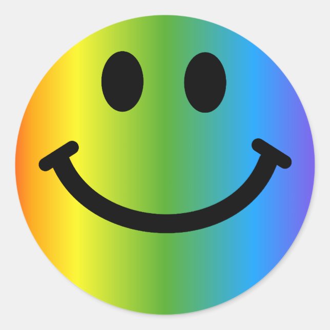 Rainbow Happy Face Runder Aufkleber (Vorderseite)