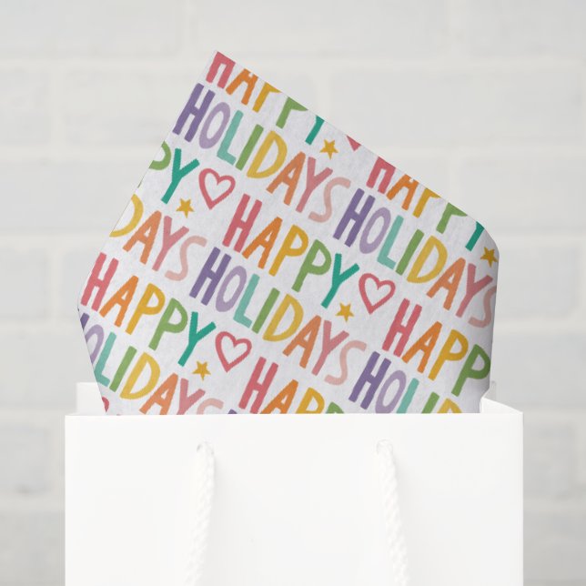 Rainbow HAPPY FERIEN HandGezeichnet Weihnachten Ni Seidenpapier (Geschenktüte)