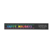 Rainbow Happy Holidays - Long Return Address Label