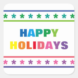 Rainbow Happy Holidays - Square Sticker