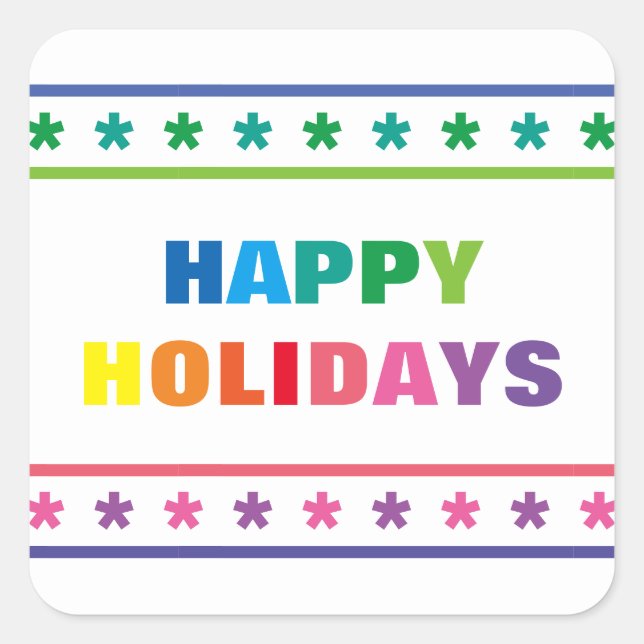 Rainbow Happy Holidays - Square Sticker (Vorderseite)
