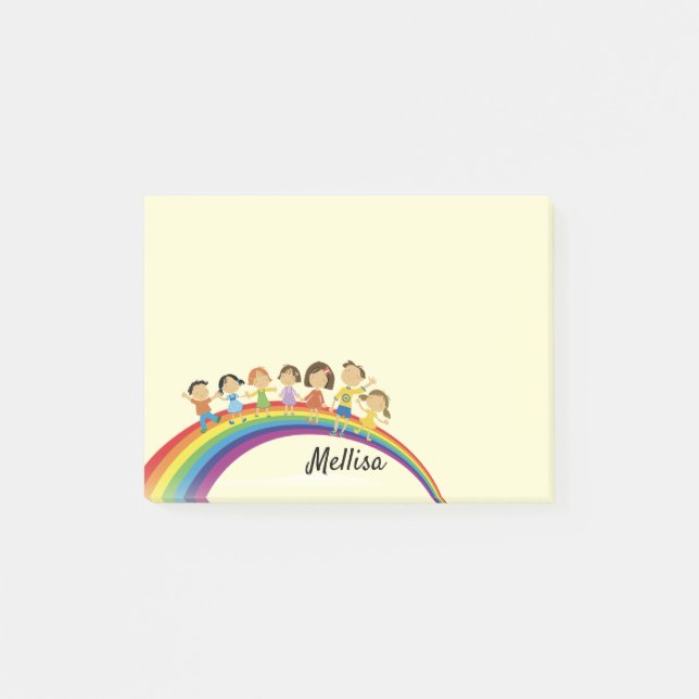 Rainbow Happy Kids DIY Your Name Post-it Notes Klebezettel (Vorderseite)