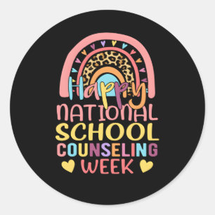 Rainbow Happy National School Counseling Week Coun Runder Aufkleber