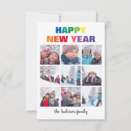 Rainbow Happy New Year Collage -3x5 Weihnachtskart Einladung