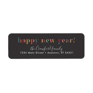 Rainbow Happy New Year Return Address Label