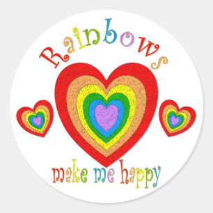 Rainbow Happy Runder Aufkleber