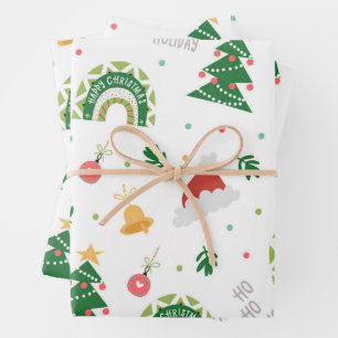 Rainbow Happy Weihnachtsblatt Geschenkpapier Set