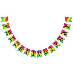 Rainbow Hashtag Frack Bunting Banner