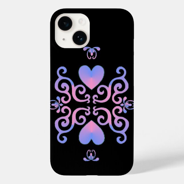 Rainbow Heart and Lily Case-Mate iPhone 14 Hülle (Rückseite)