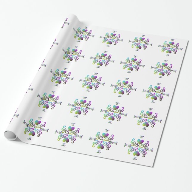 Rainbow Heart and Lily Geschenkpapier (Ungerollt)