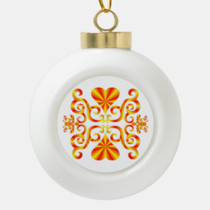 Rainbow Heart and Lily Keramik Kugel-Ornament