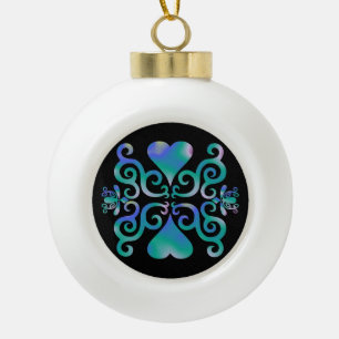 Rainbow Heart and Lily Keramik Kugel-Ornament
