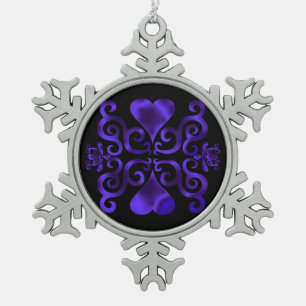 Rainbow Heart and Lily Schneeflocken Zinn-Ornament