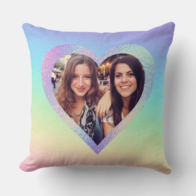Rainbow Heart Best Friends Custom Foto Kissen (Vorderseite)
