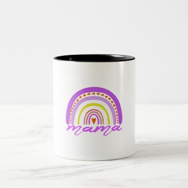 Rainbow Heart Boho Doodle Mama Mug (Centre)