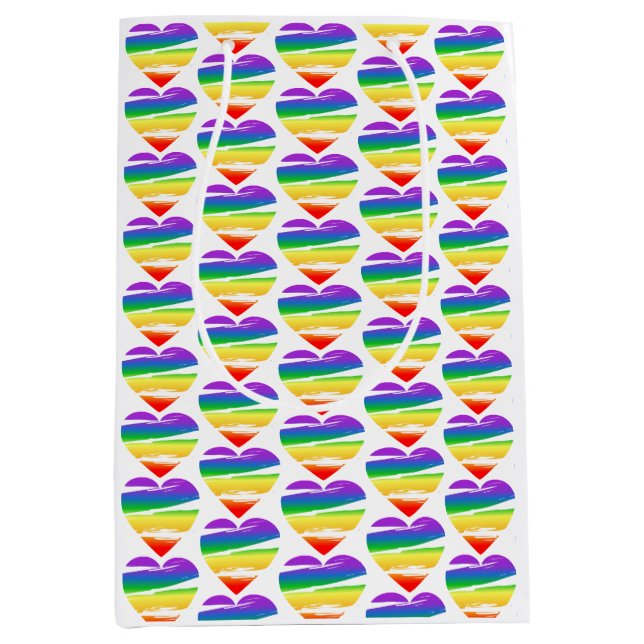 Rainbow-Heart-Brush-Effekt Mittlere Geschenktüte (Vorderseite)