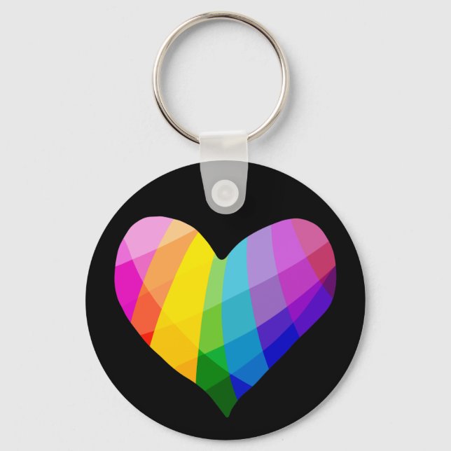 Rainbow Heart Button Schlüsselanhänger (Vorderseite)